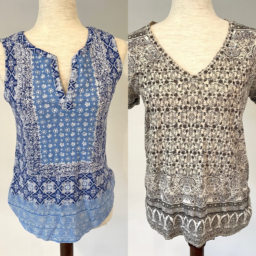 Two Lucky short-sleeve tops in size small